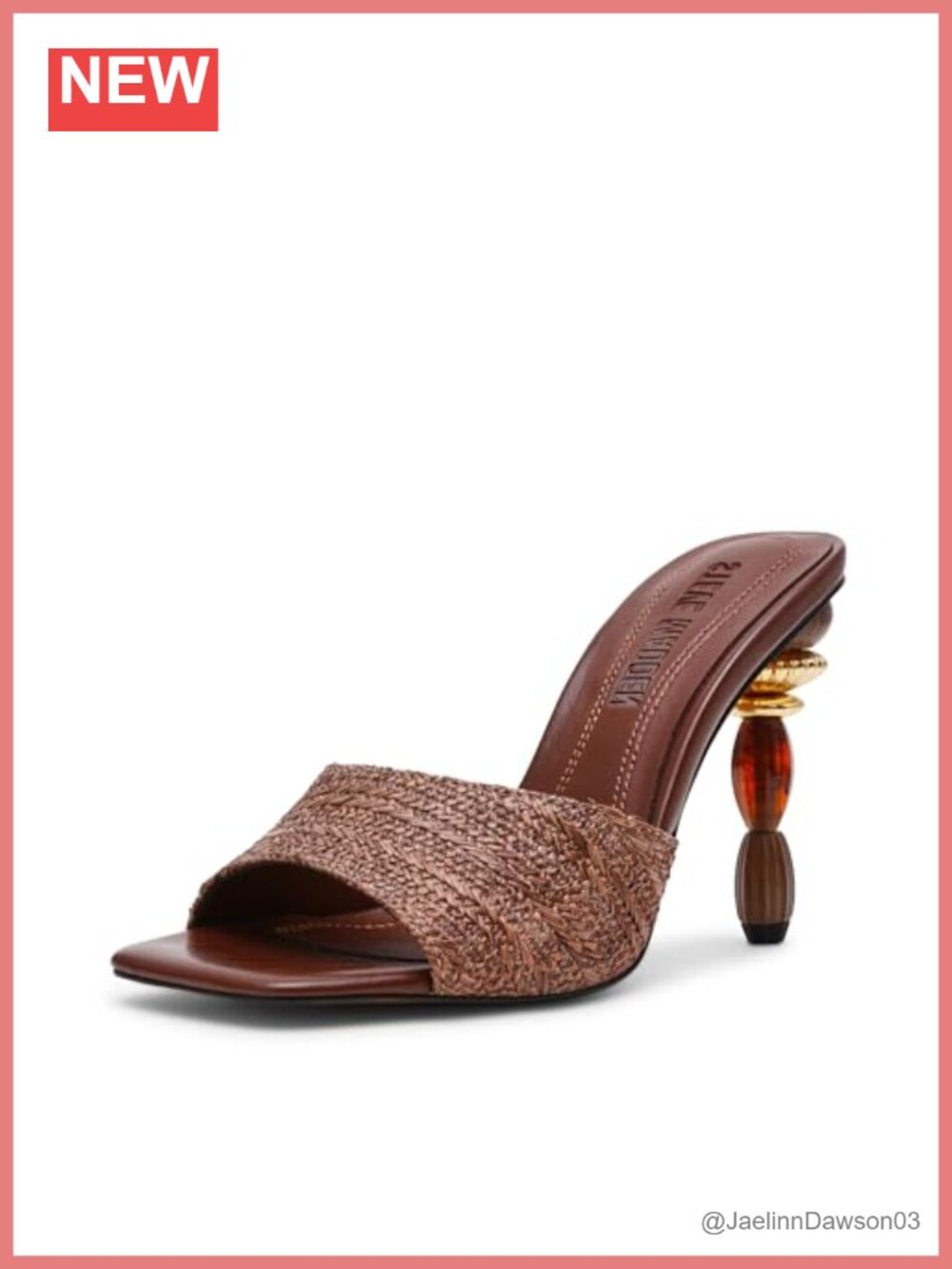 Steve Madden Sia Heeled Sandal Slide Stiletto Ankle Strap Open Toe PU